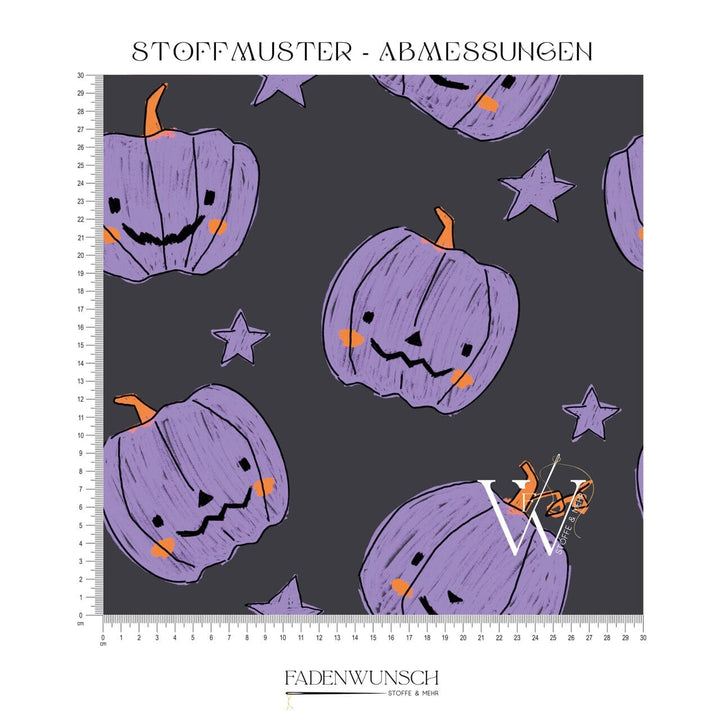 Vorbestellung | "Kürbis Scratch - Anthrazit" | Halloween Stoffe 2025 fadenwunsch