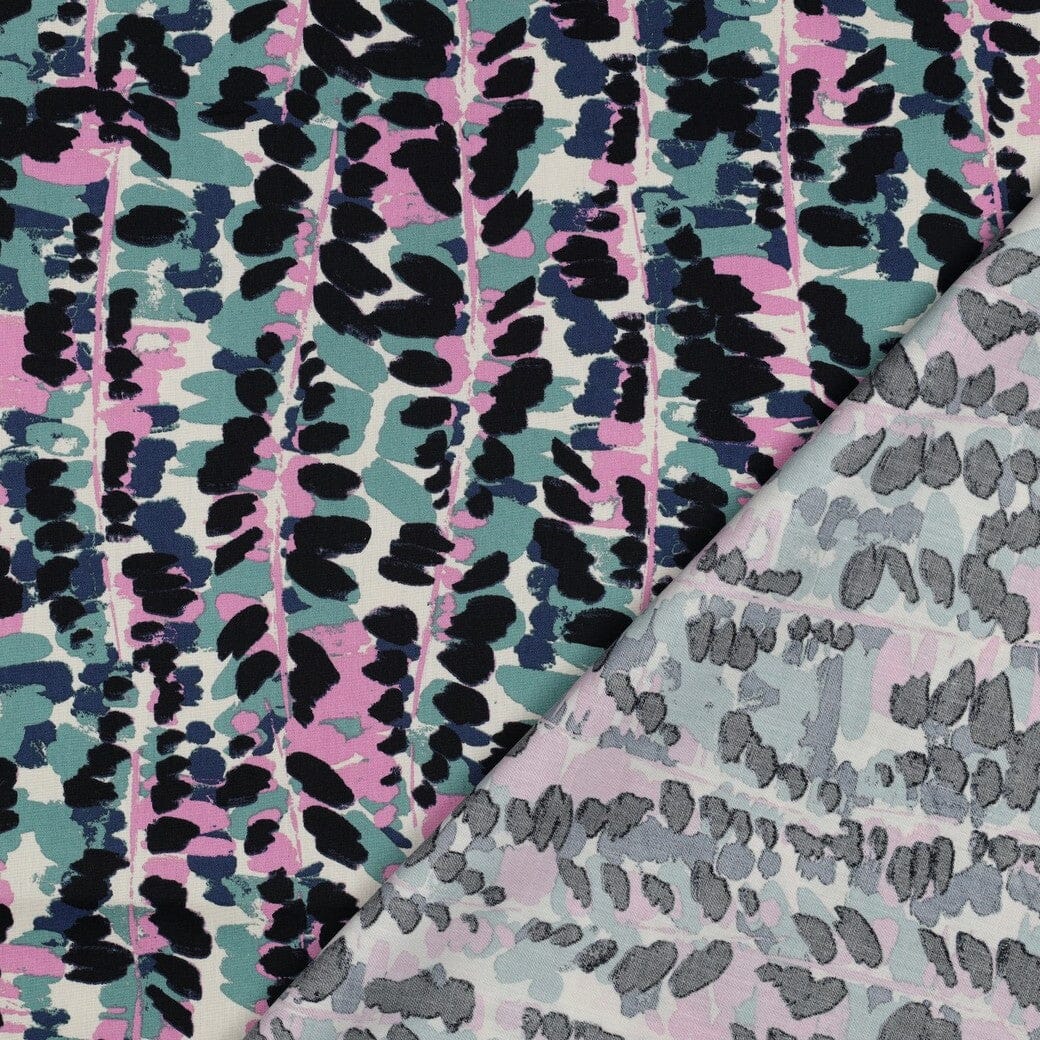 Baumwoll Viskose – Abstract Grün Poppy 