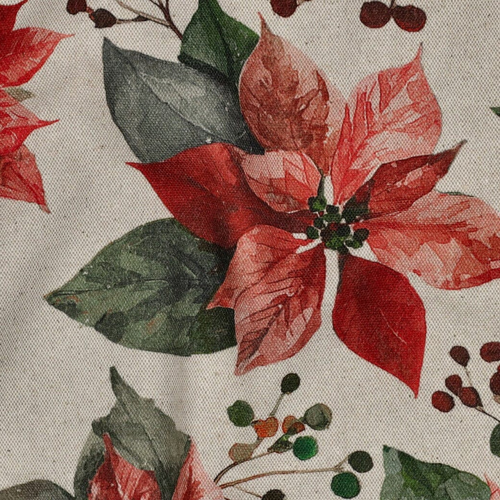 Canvas | Weihnachten | Weihnachtssterne & Beeren auf Natur Fadenwunsch 