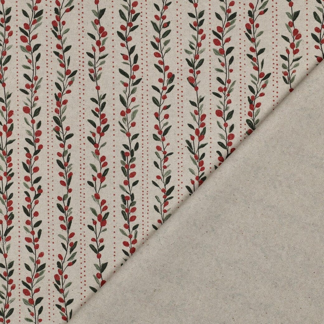 Canvas | Weihnachten | Beerenranken Streifen auf Natur Fadenwunsch 