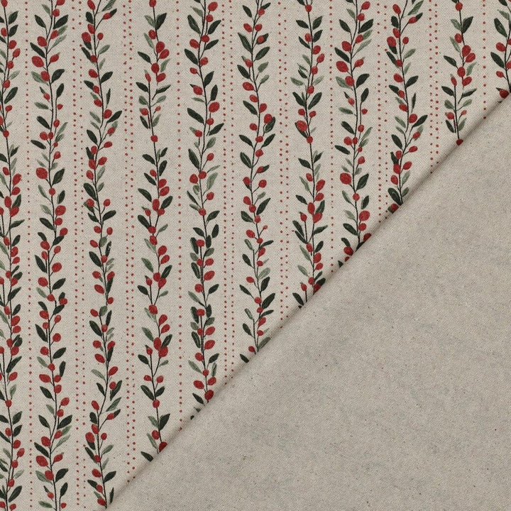 Canvas | Weihnachten | Beerenranken Streifen auf Natur Fadenwunsch 