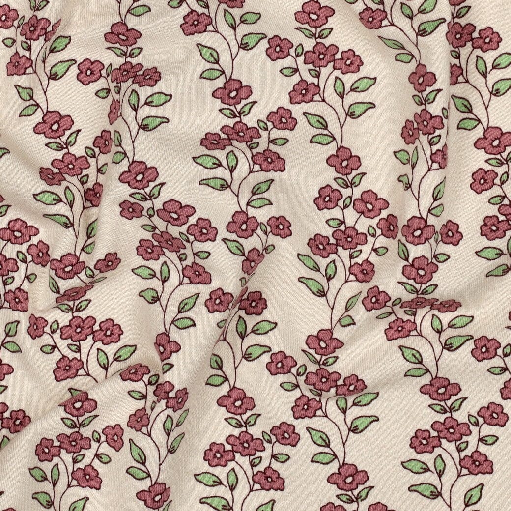 Jersey | „Flower Vines“ – Creme/Rosé Fadenwunsch 