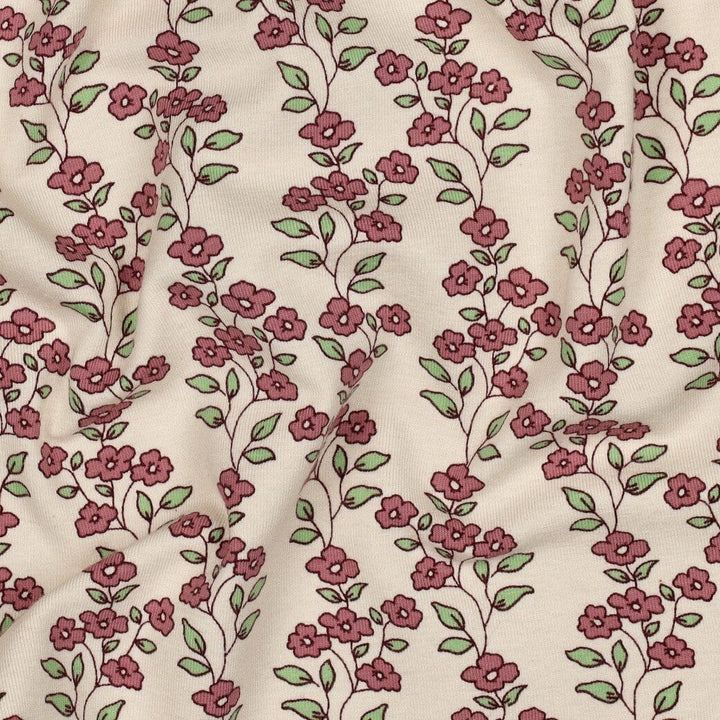 Jersey | „Flower Vines“ – Creme/Rosé Fadenwunsch 