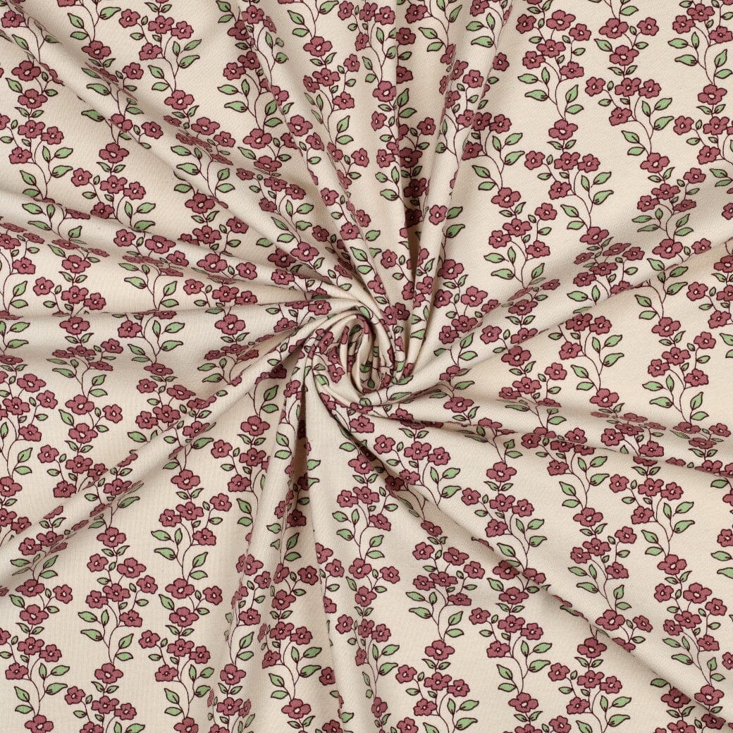 Jersey | „Flower Vines“ – Creme/Rosé Fadenwunsch 