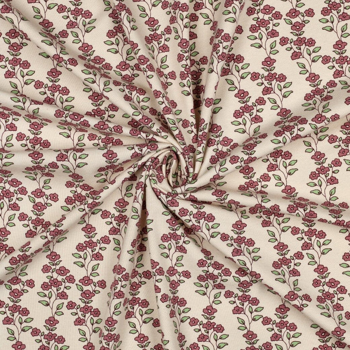 Jersey | „Flower Vines“ – Creme/Rosé Fadenwunsch 