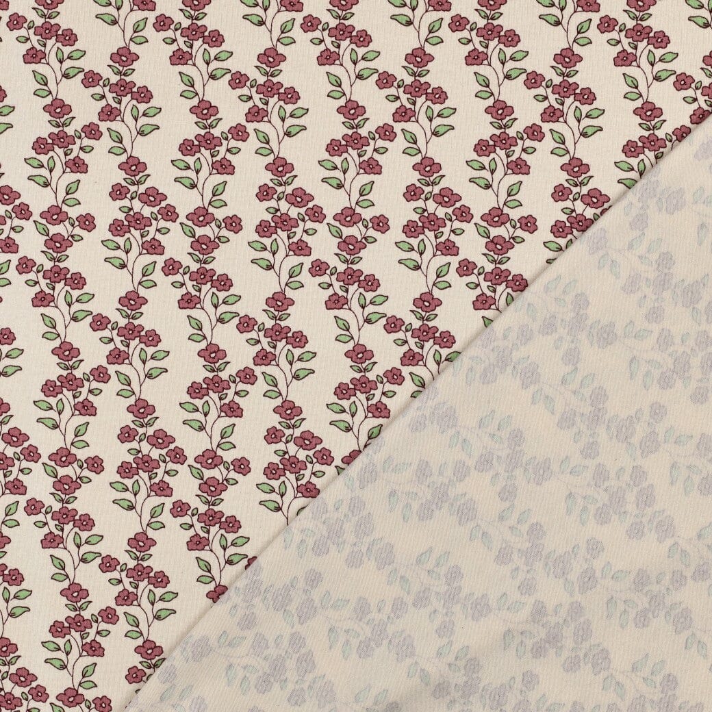 Jersey | „Flower Vines“ – Creme/Rosé Fadenwunsch 