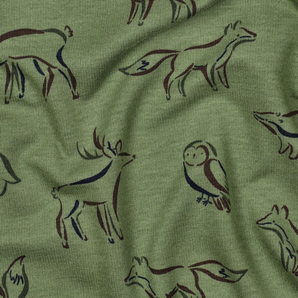 Soft Sweat | „Forest Friends“ – Olive | Waldtiere Fadenwunsch 