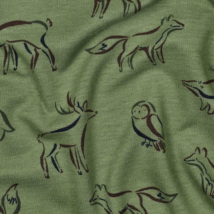 Soft Sweat | „Forest Friends“ – Olive | Waldtiere Fadenwunsch 