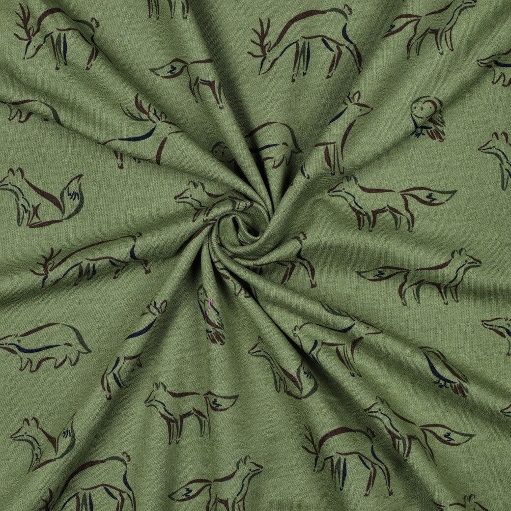 Soft Sweat | „Forest Friends“ – Olive | Waldtiere Fadenwunsch 