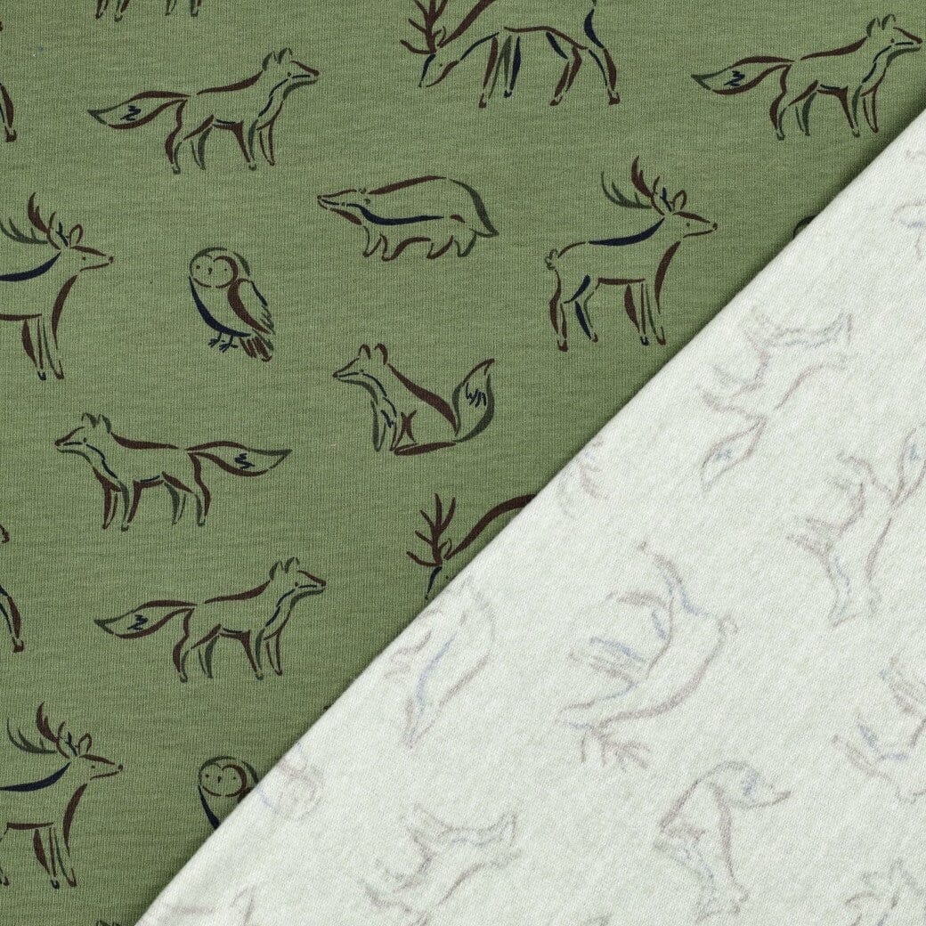 Soft Sweat | „Forest Friends“ – Olive | Waldtiere Fadenwunsch 