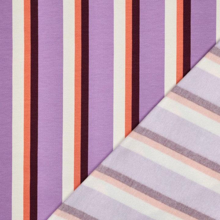 Soft Sweat | „Retro Stripes“ – Flieder | Multicolor Streifen Fadenwunsch 