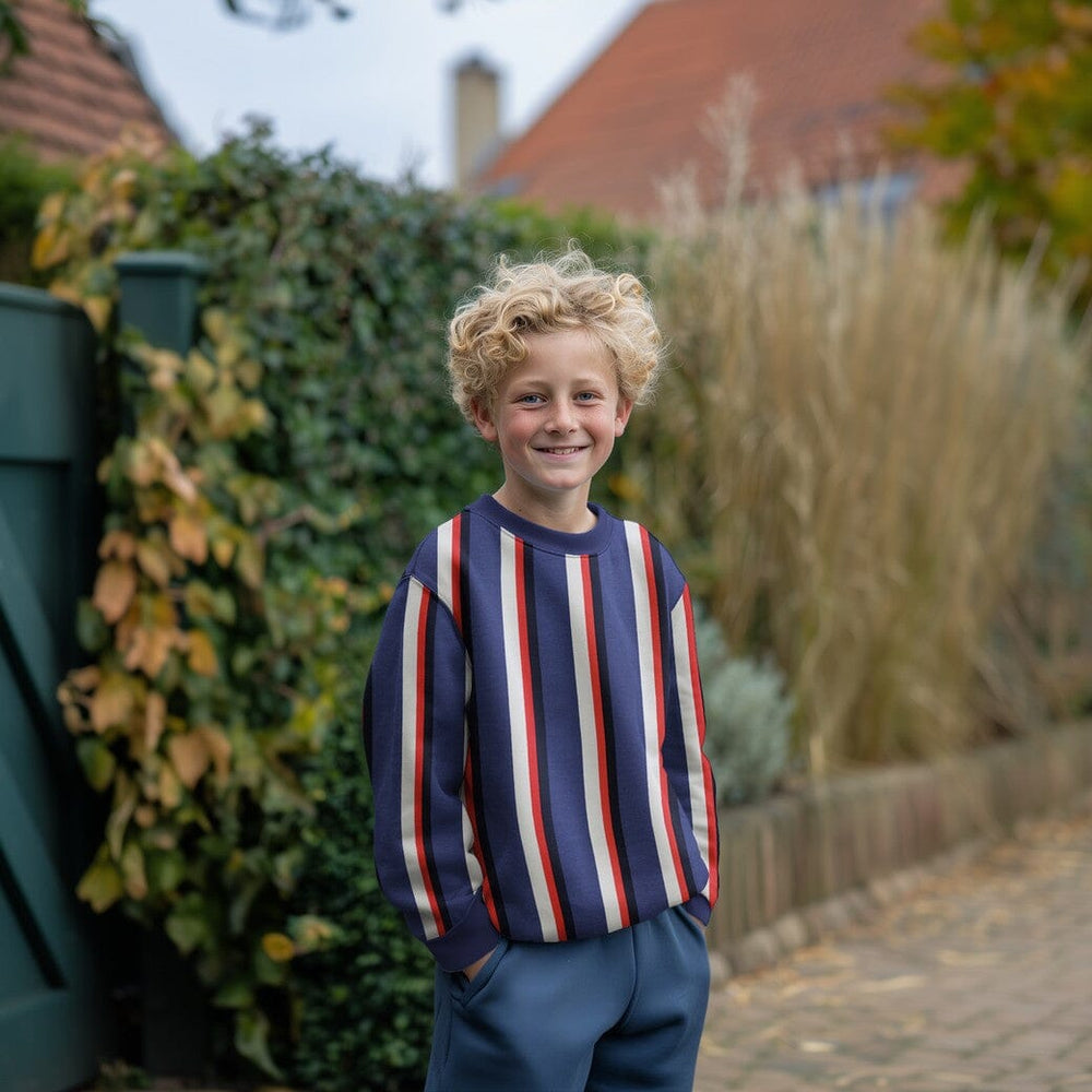 Soft Sweat | „Retro Stripes“ – Schokobraun | Multicolor Streifen Fadenwunsch 
