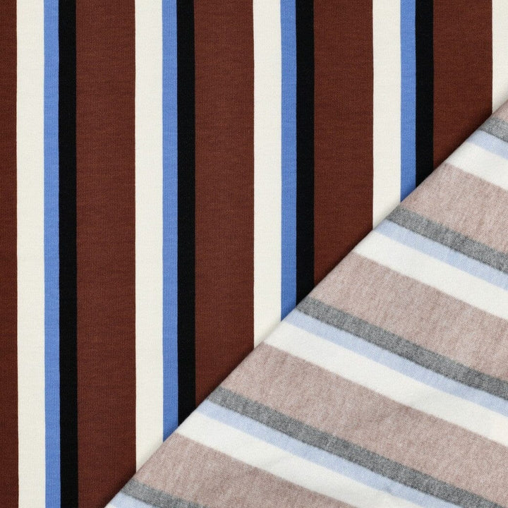Soft Sweat | „Retro Stripes“ – Schokobraun | Multicolor Streifen Fadenwunsch 