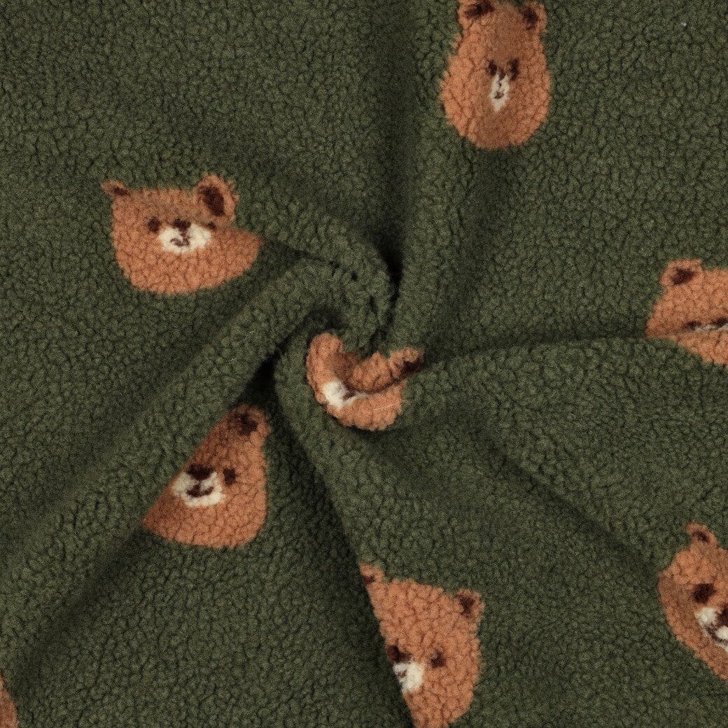 Teddy Jacquard „Little Bear“ | Khaki Fadenwunsch 