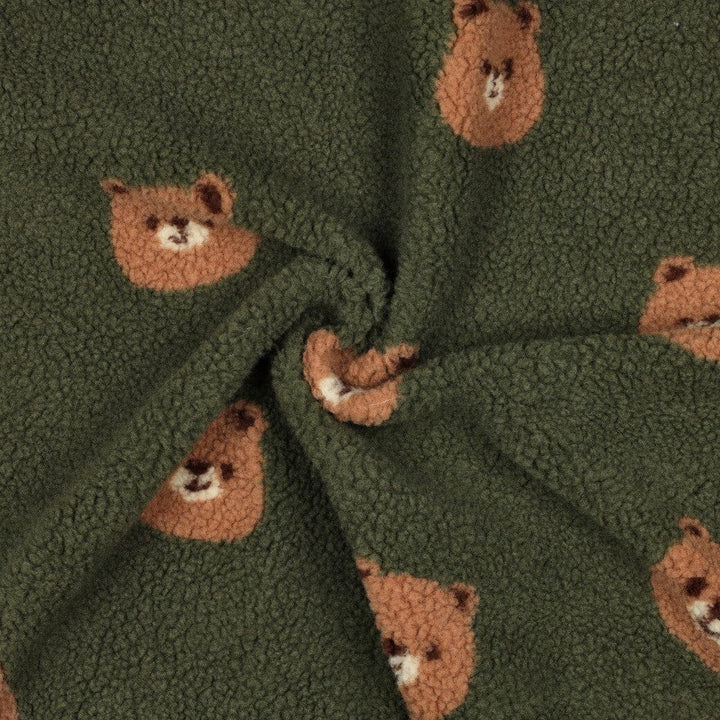 Teddy Jacquard „Little Bear“ | Khaki Fadenwunsch 