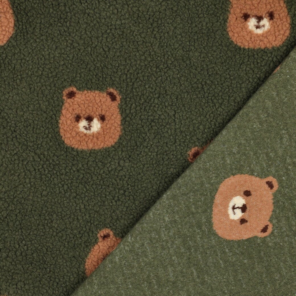 Teddy Jacquard „Little Bear“ | Khaki Fadenwunsch 