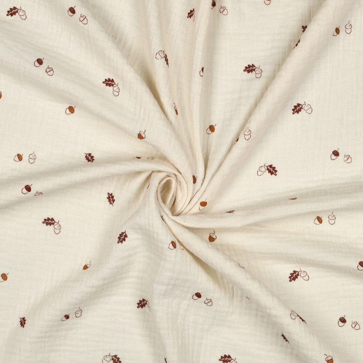 Musselin | Double Gauze | Acorns Dream – Naturweiß Fadenwunsch 