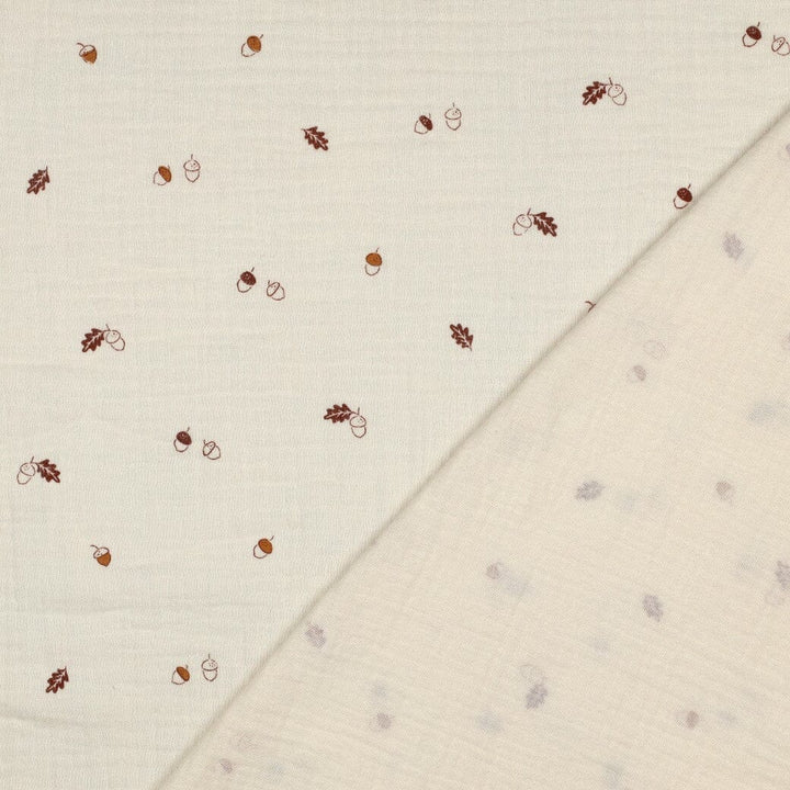Musselin | Double Gauze | Acorns Dream – Naturweiß Fadenwunsch 