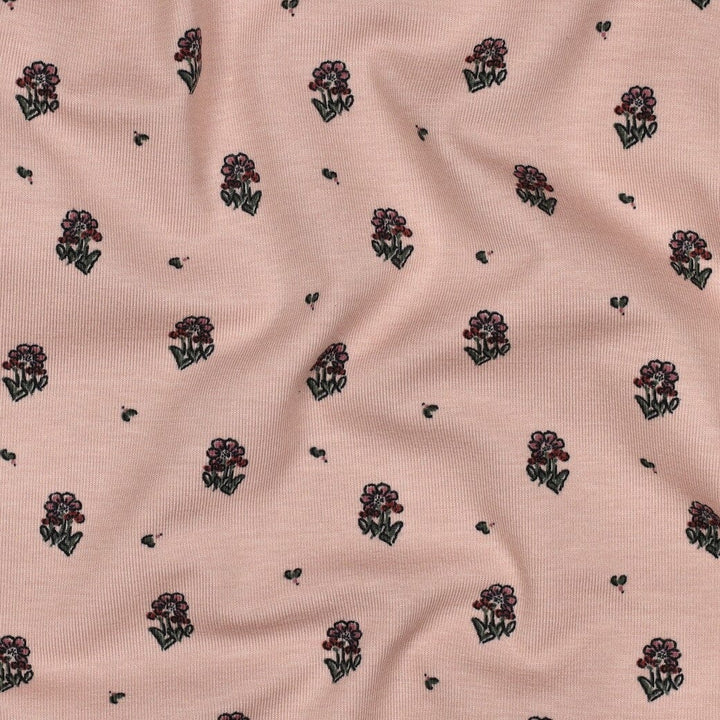 Jersey | „Little Flower“ – Altrosa | Kleine Blümchen Fadenwunsch 