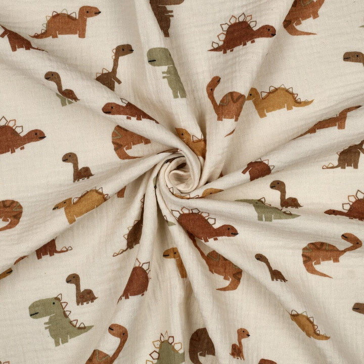 Musselin | Double Gauze | Little Dinos – Beige Fadenwunsch 