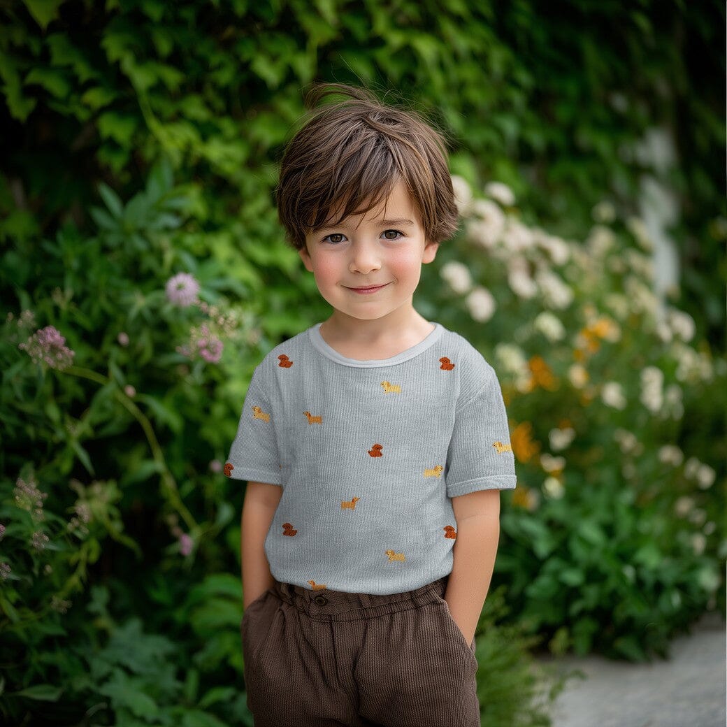 Rib-Jersey „Little Dogs“ – Hellblau | Kleine Hunde Fadenwunsch 