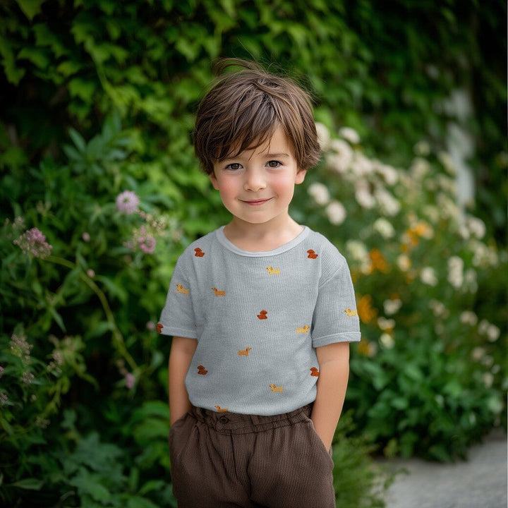 Rib-Jersey „Little Dogs“ – Hellblau | Kleine Hunde Fadenwunsch 