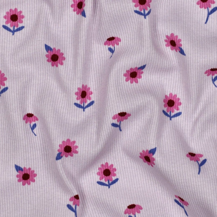 Rib-Jersey „Little Flowers“ – Flieder | Blumenprint Fadenwunsch 
