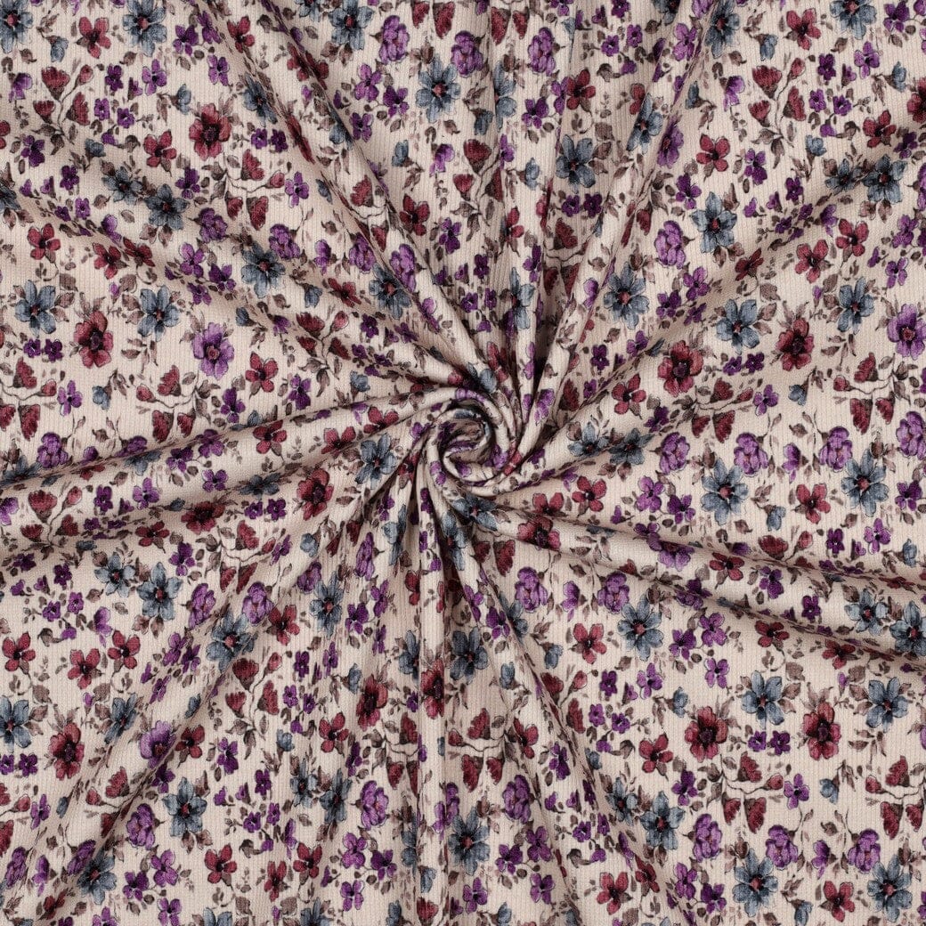 Rib-Jersey „Vintage Flowers“ – Naturweiß/Multicolor | Blumenprint Fadenwunsch 