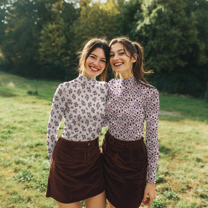 Rib-Jersey „Vintage Flowers“ – Puderrosa | Blumenprint Fadenwunsch 