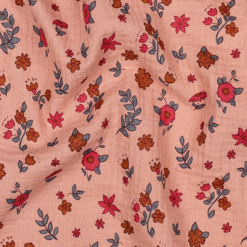 Musselin | Double Gauze | Boho Flowers – Apricot Fadenwunsch 