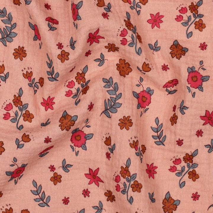 Musselin | Double Gauze | Boho Flowers – Apricot Fadenwunsch 