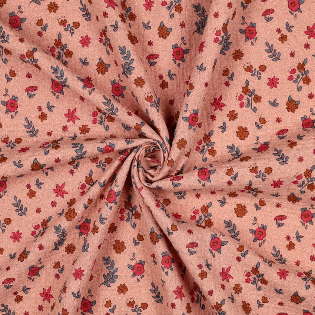 Musselin | Double Gauze | Boho Flowers – Apricot Fadenwunsch 