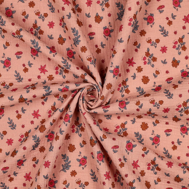 Musselin | Double Gauze | Boho Flowers – Apricot Fadenwunsch 