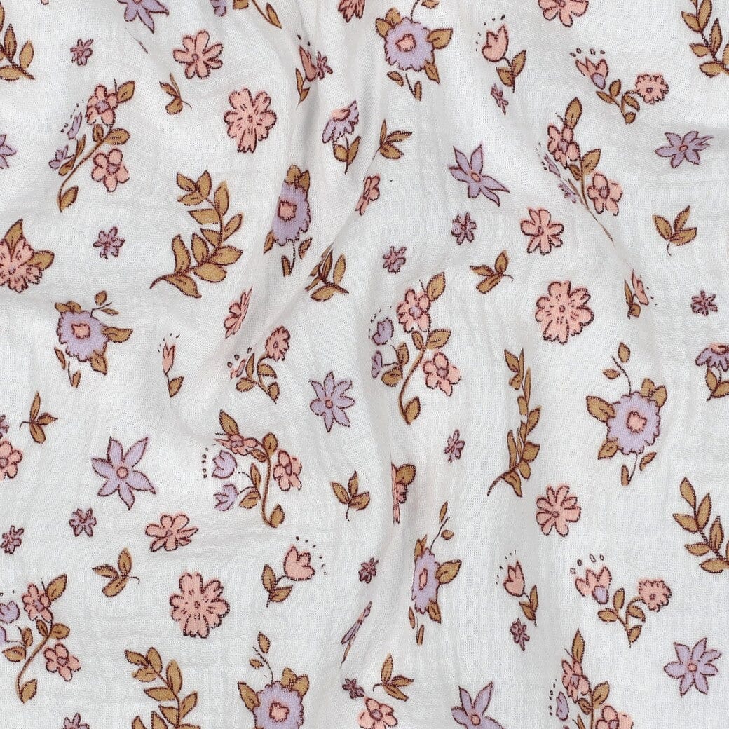 Musselin | Double Gauze | Boho Flowers – Naturweiß Fadenwunsch 