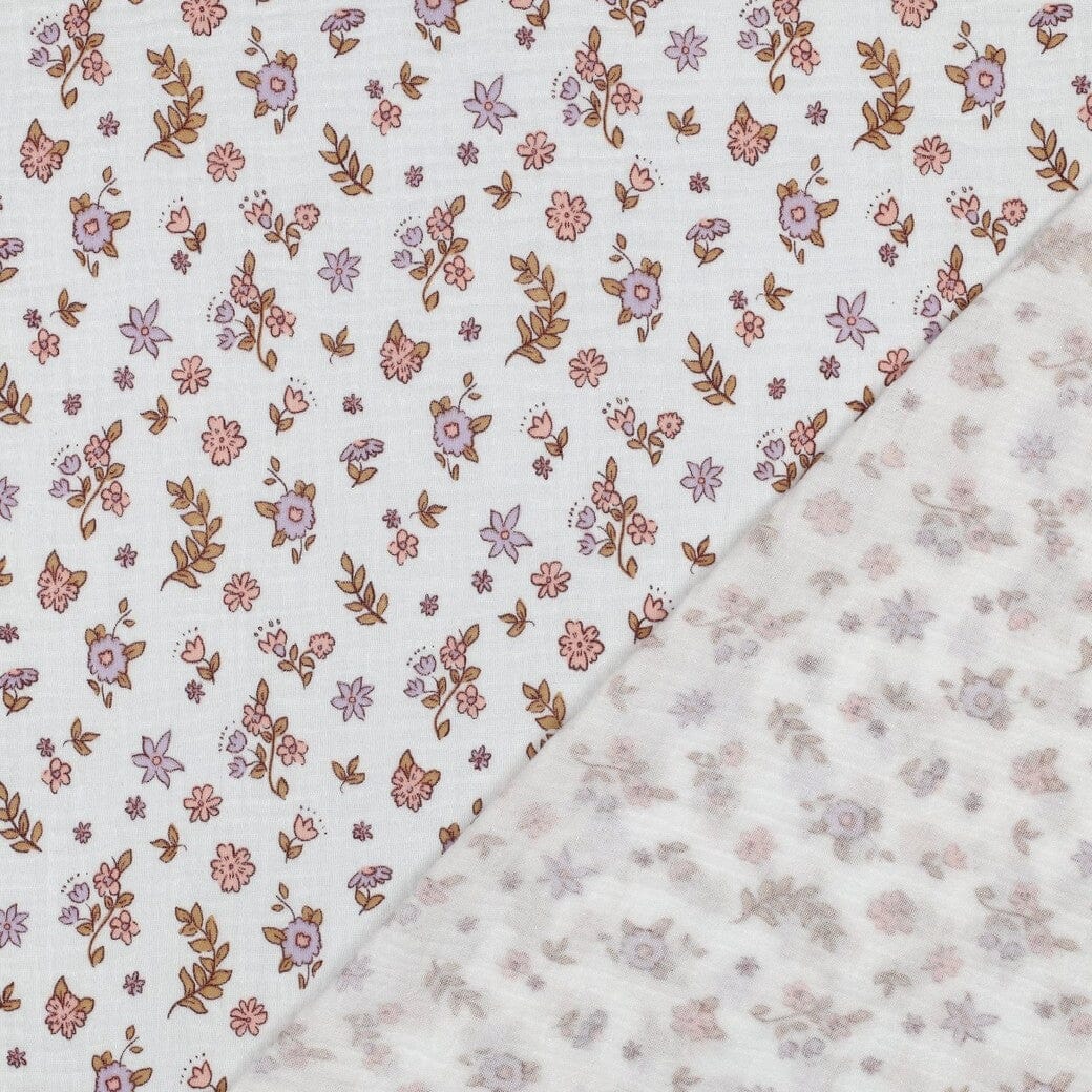 Musselin | Double Gauze | Boho Flowers – Naturweiß Fadenwunsch 