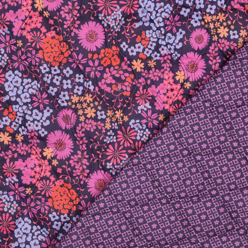 Steppstoff „Flower Mix“ | Lila | Wendeoptik