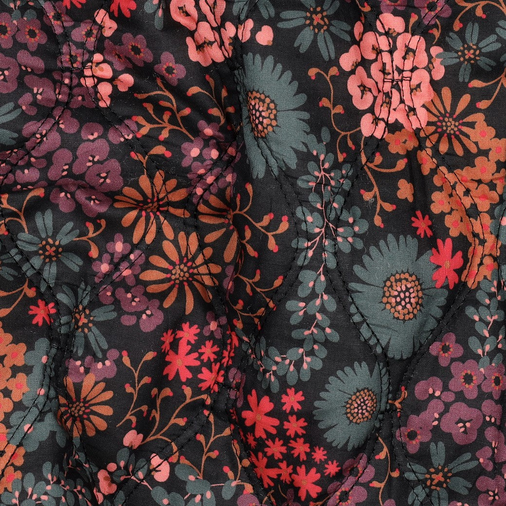 Steppstoff „Flower Mix“ | Schwarz | Wendeoptik