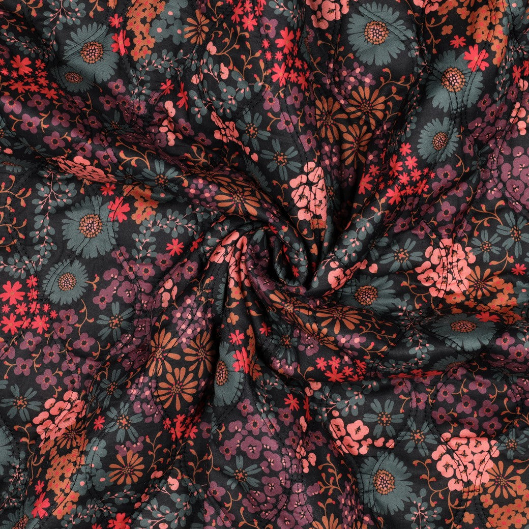 Steppstoff „Flower Mix“ | Schwarz | Wendeoptik