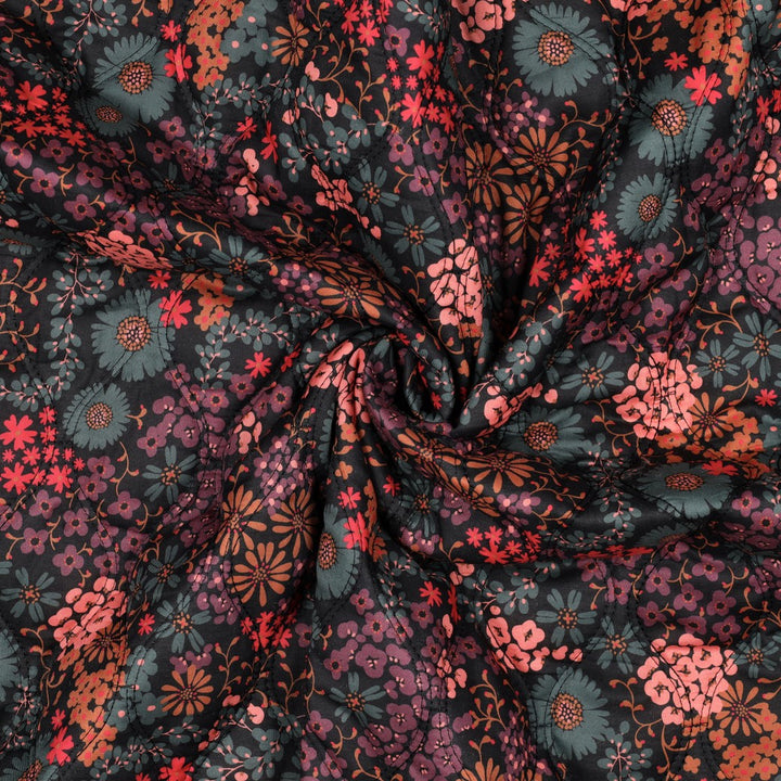 Steppstoff „Flower Mix“ | Schwarz | Wendeoptik
