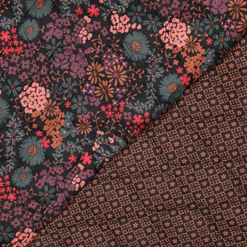 Steppstoff „Flower Mix“ | Schwarz | Wendeoptik