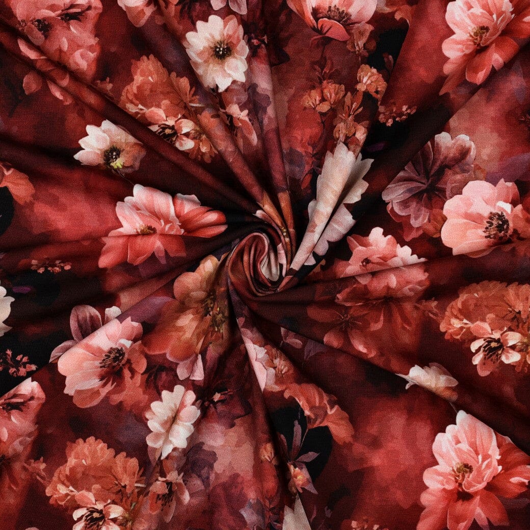 Jersey | „Romantic Flowers“ – Rot Fadenwunsch 