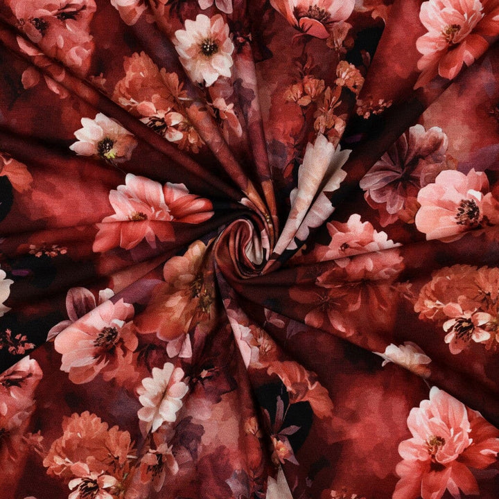 Jersey | „Romantic Flowers“ – Rot Fadenwunsch 