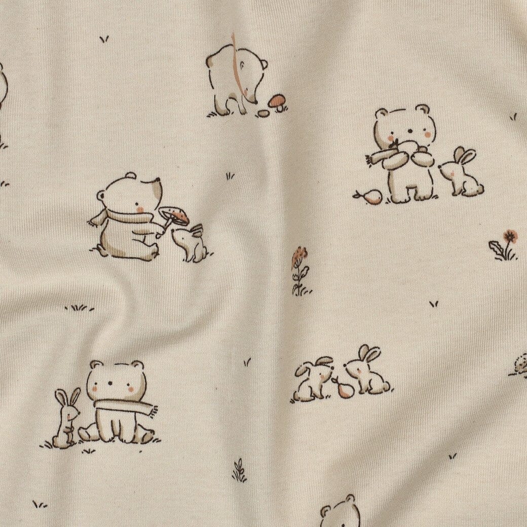 Jersey | „Little Friends“ – Beige Fadenwunsch 