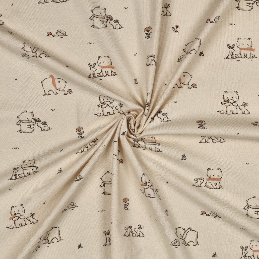 Jersey | „Little Friends“ – Beige Fadenwunsch 