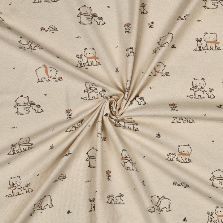 Jersey | „Little Friends“ – Beige Fadenwunsch 