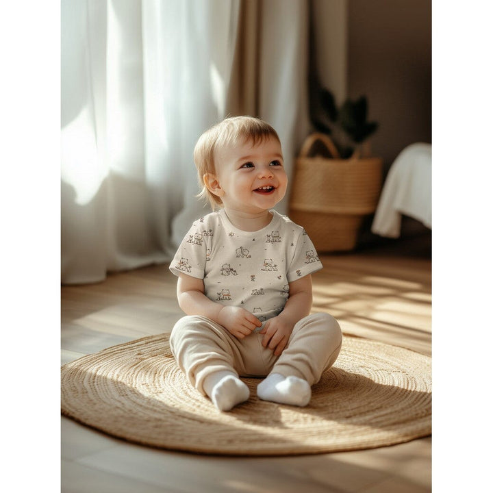 Jersey | „Little Friends“ – Beige Fadenwunsch 
