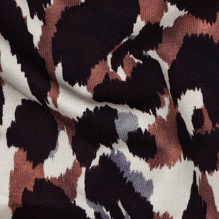 French Terry | „Wild Leo“ – Creme/Braun | Animal Print Fadenwunsch 