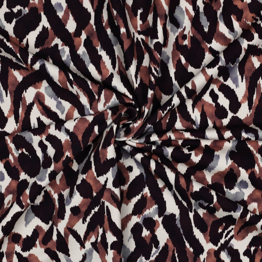 French Terry | „Wild Leo“ – Creme/Braun | Animal Print Fadenwunsch 