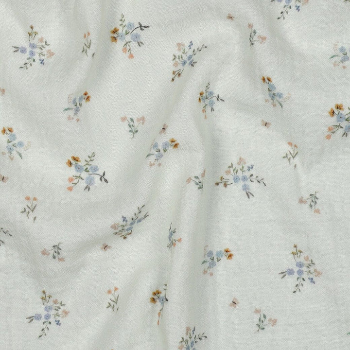 Musselin | Double Gauze | Little Flowers – Naturweiß Fadenwunsch 