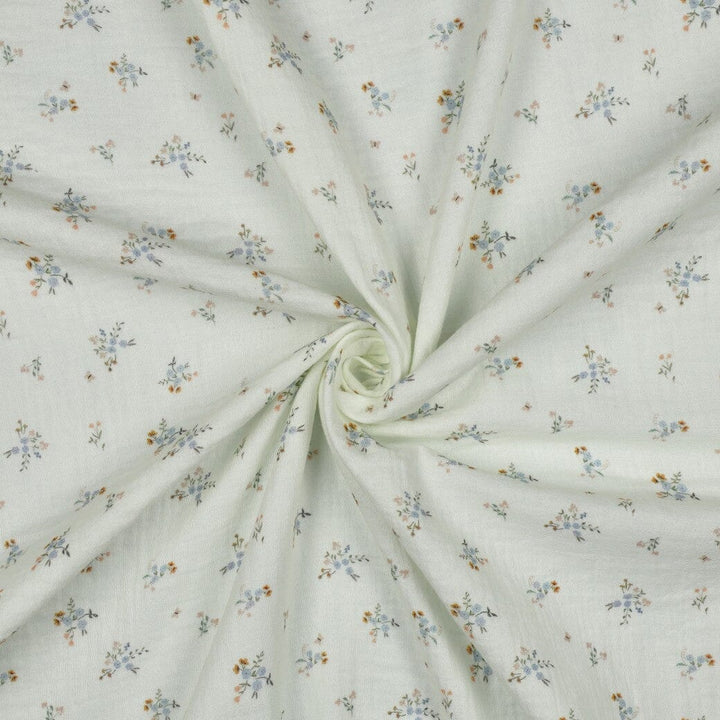 Musselin | Double Gauze | Little Flowers – Naturweiß Fadenwunsch 